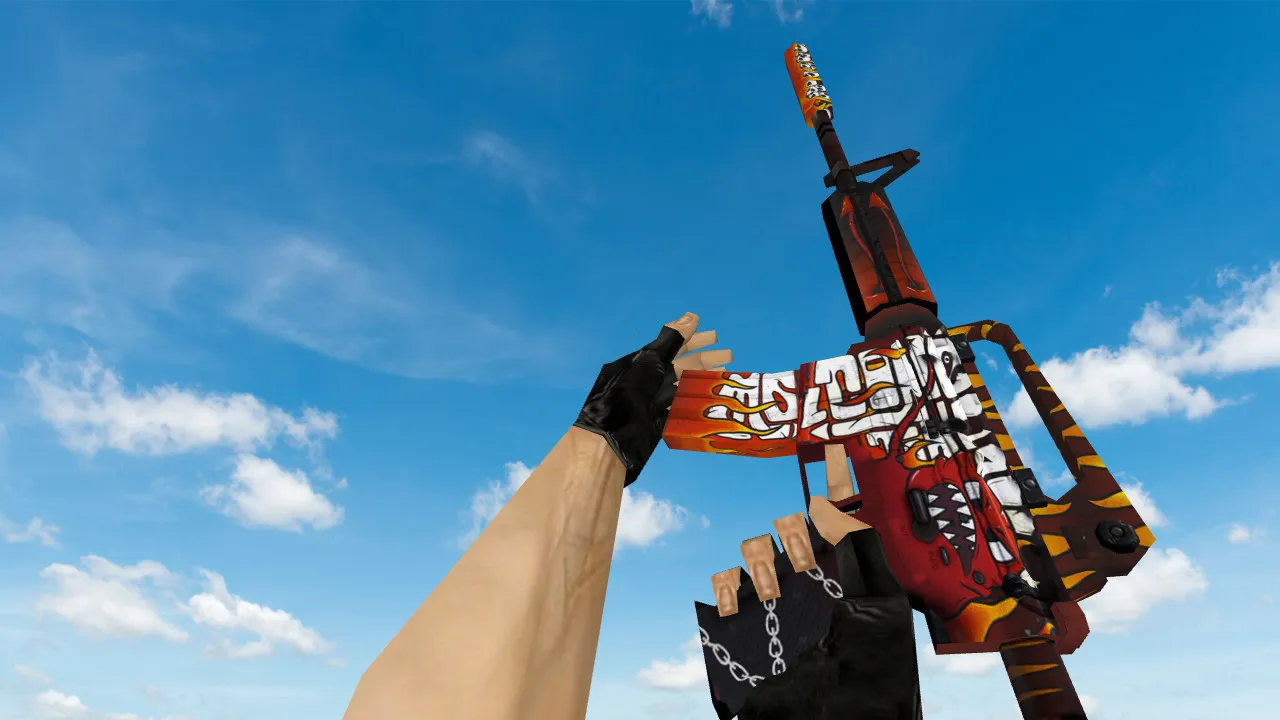 Скриншот Модель v_ / p_ / w_ M4A1 «Адское пламя» для CS 1.6: звуки, анимация осмотра, текстуры