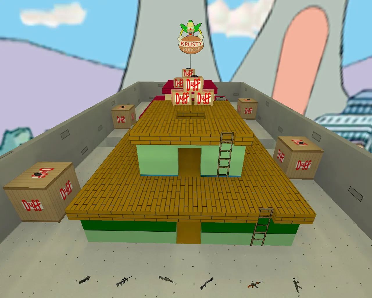 Скриншот  Карта fy_simpsons для CS 1.6: респаун, планировка, точки и запуск без проблем