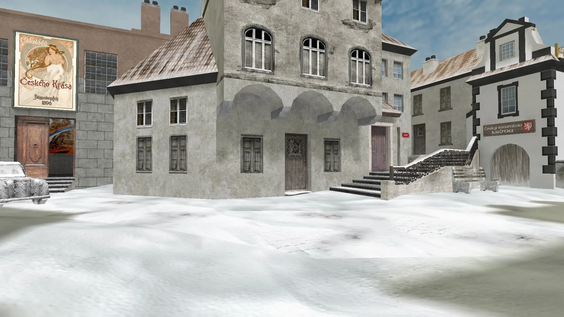 Скриншот  Карта de_cesky_krumlov для CS 1.6: баланс сторон, точки под фаст и деф, .nav для ботов, оптимизация