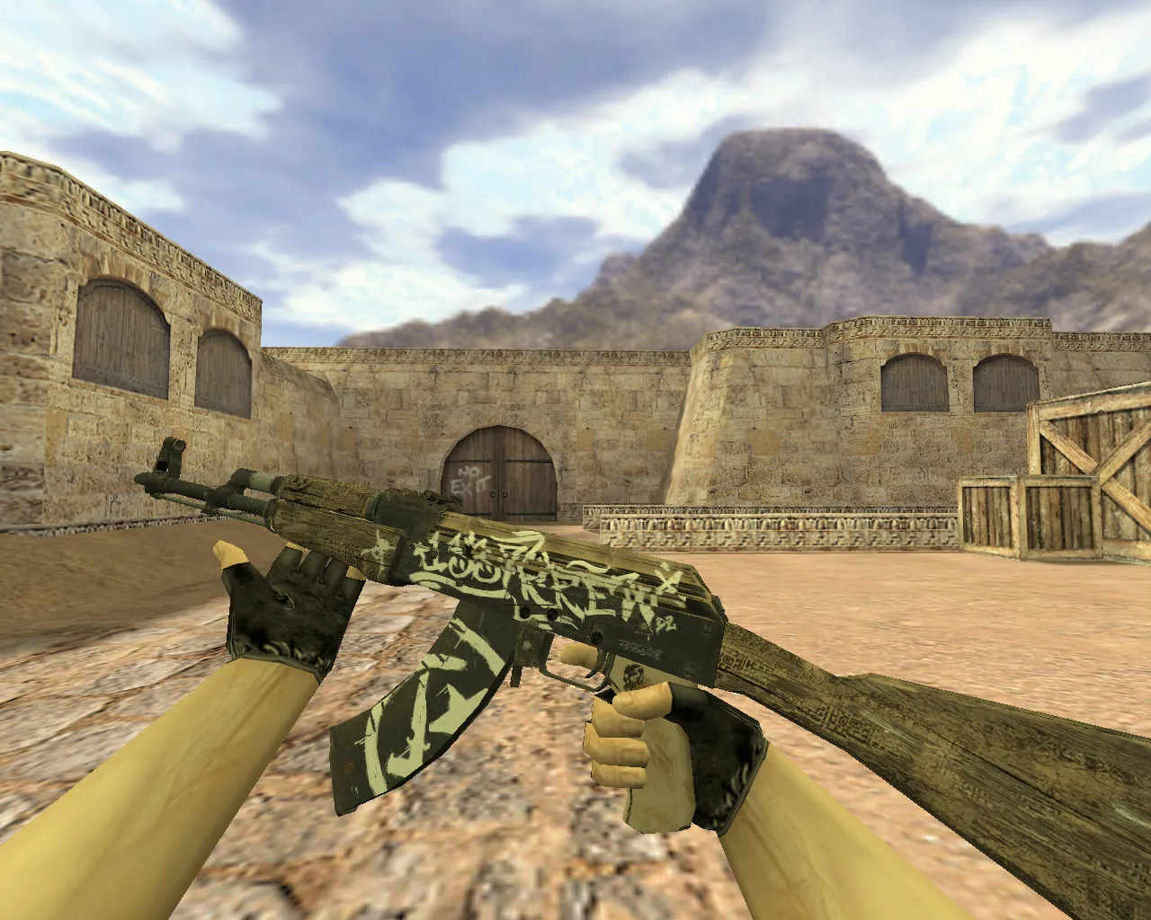 Скриншот v_ak47 «АК-47 Пустынный повстанец» модель оружия CS 1.6: звуки, осмотр, текстуры и точная анимация