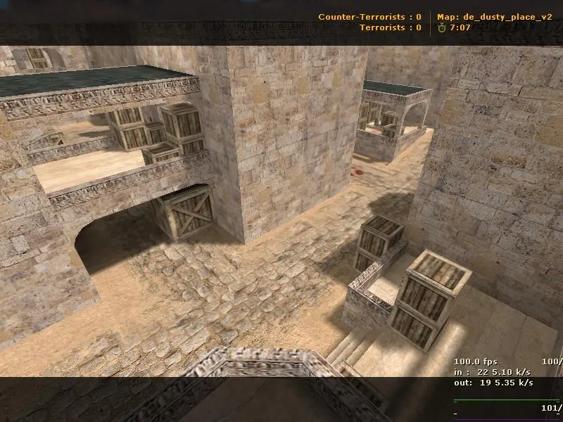 Скриншот  de_dusty_place_v2 для CS 1.6: тактика за Т и КТ, точки, .nav, оптимизация wpoly/epoly