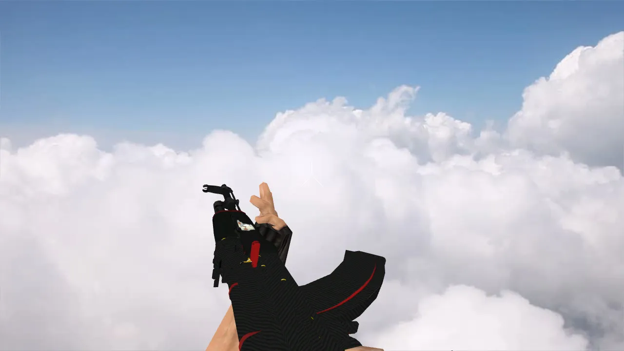 Скриншот v_ak47 «Красная линия» с наклейками для CS 1.6: p_ и w_ модели, анимация осмотра, звуки и текстуры