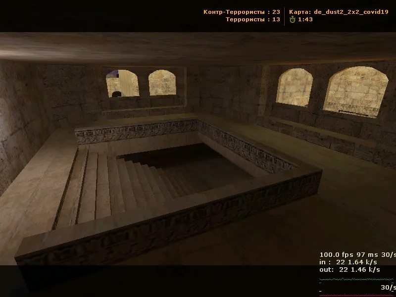 Скриншот  de_dust2_2x2_covid19 для CS 1.6 — тактика, точки, .nav для ботов и оптимизация карты