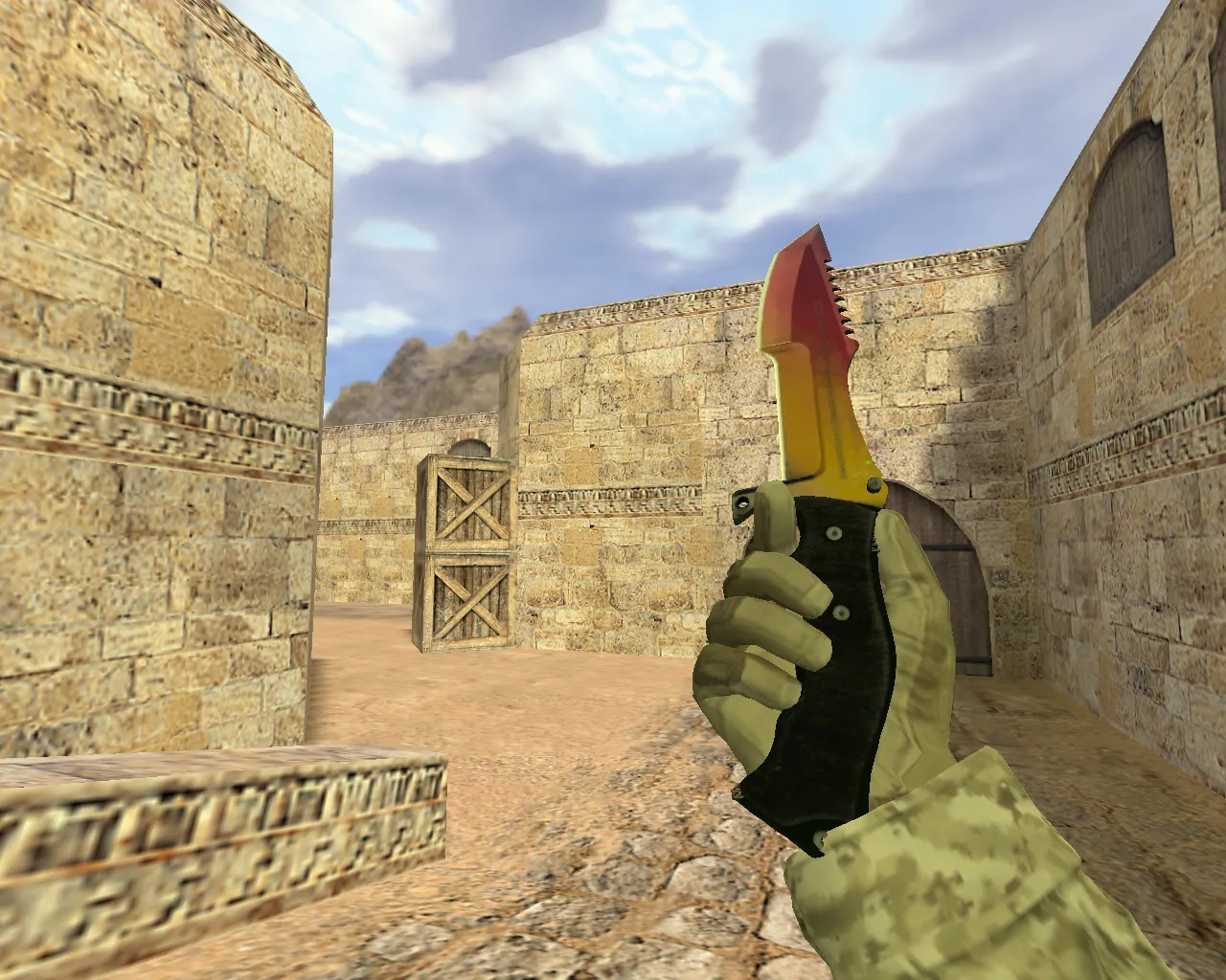 Скриншот Модель ножа «Охотничий нож Градиент» v_, p_, w_ для CS 1.6: звуки, анимация осмотра и текстуры