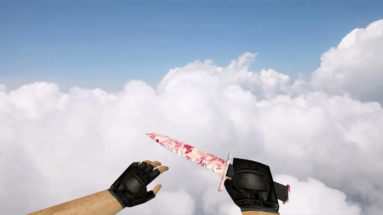 Скриншот v_ / p_ / w_ модель штык-нож M9 «Розовые цветы» для CS 1.6: звук, анимация осмотра, текстуры, конфиг