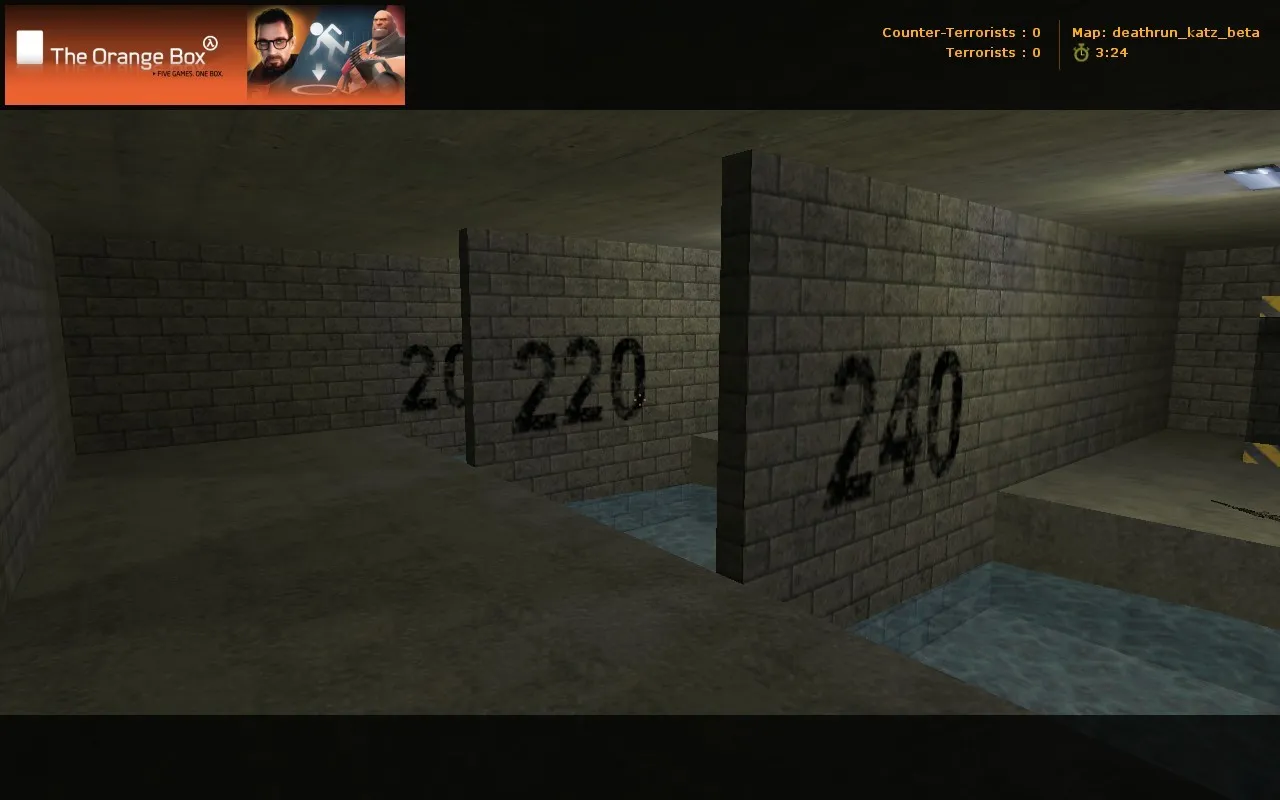 Скриншот  deathrun_katz_beta — карта deathrun для CS 1.6: раунды, ловушки, кт/т тактика и точки контроля