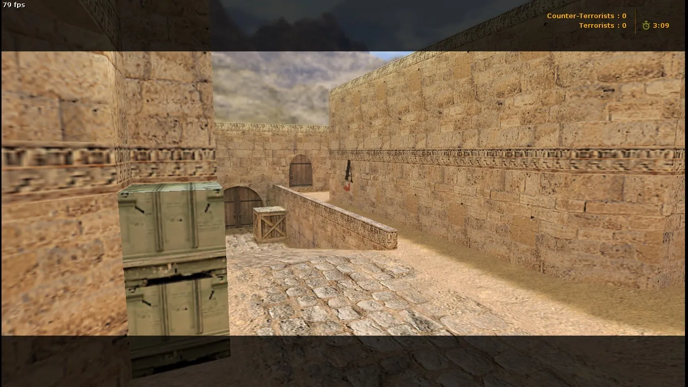 Скриншот  Карта de_dust2_2x2_long для CS 1.6: тактика long, точки, боты (.nav) и оптимизация wpoly/epoly