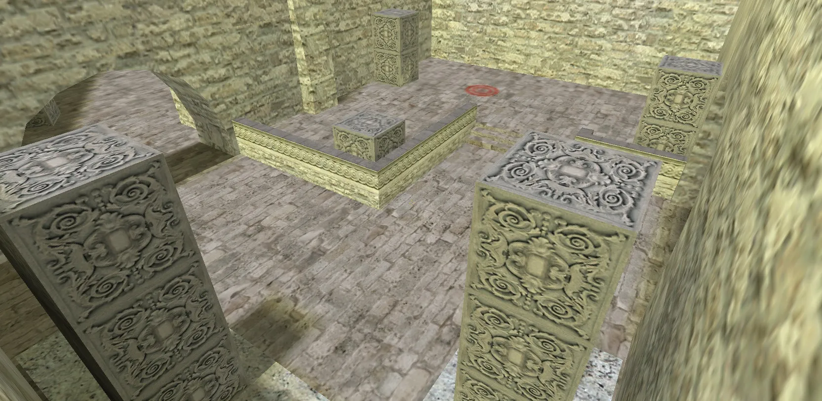 Скриншот  Карта de_aztecb для CS 1.6: баланс сторон, точки, .nav для ботов и оптимизация wpoly/epoly